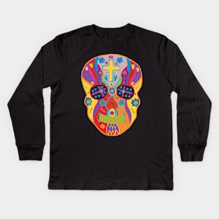 Sugar Skull Day of the Unliving Dead Calavera Kids Long Sleeve T-Shirt